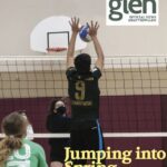students playing volleyball Glen newsletter cover